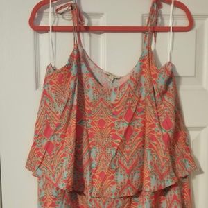 Womens All For Color Pink & Aqua Sundress Size L
